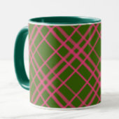 Roze op groen Tartan Plaid Pattern Design Mok