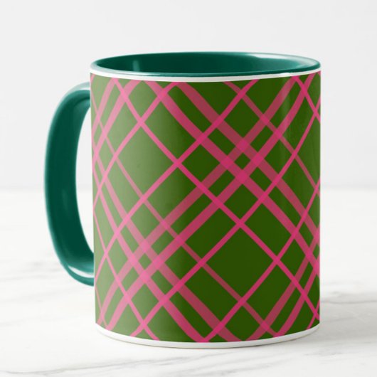 Roze op groen Tartan Plaid Pattern Design Mok