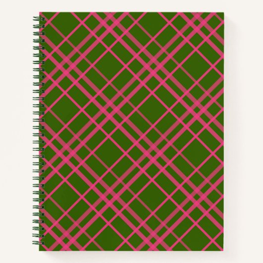 Roze op groen Tartan Plaid Pattern Design Notitieboek (Voorkant)