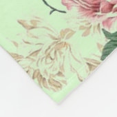 Roze op groene  Floral Fleece Deken (Hoek)