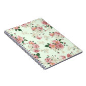 Roze op groene  Floral Notitieboek (Rechterzijde)