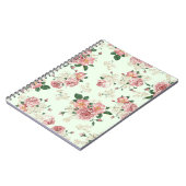 Roze op groene  Floral Notitieboek (Linkerzijde)