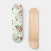 Roze op groene  Floral Persoonlijk Skateboard (Voorkant)