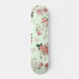 Roze op groene  Floral Persoonlijk Skateboard