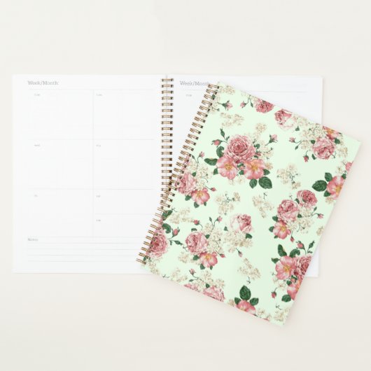 Roze op groene Floral Planner (Display)