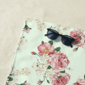 Roze op groene  Floral Strandlaken (In situ)