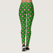 Roze op groene stippen patroonontwerp leggings (Achterkant)