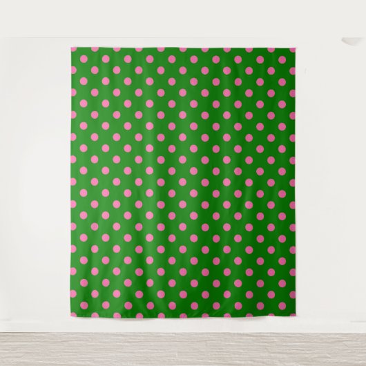 Roze op groene stippen patroonontwerp  wandkleed (Voorkant)
