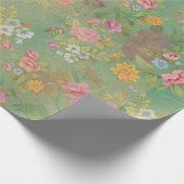 Roze op groene Vintage Cadeaupapier (Hoek)