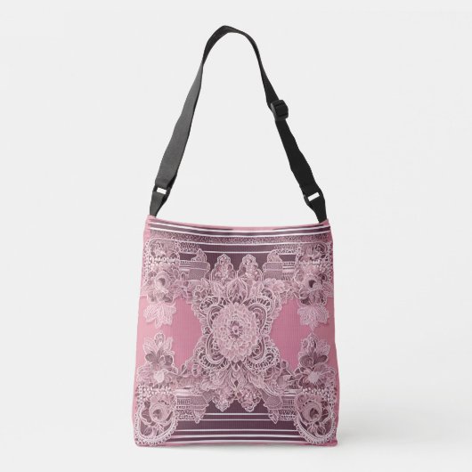 Roze op het podium AI kunst Crossbody Tas (Achterkant)