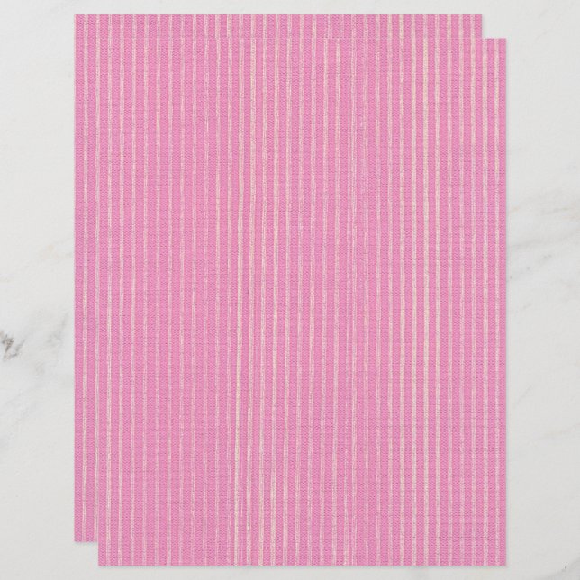 Roze op Ivoor Vertical Stripes Scrapbook Paper (Voorkant / Achterkant)