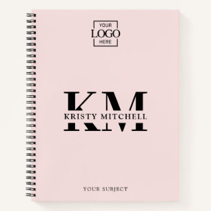 Roze op maat gemaakt bedrijfslogo Monogram Notitieboek