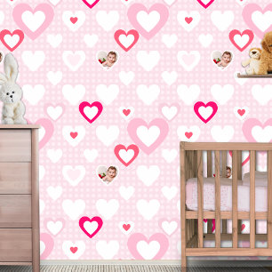 Roze op maat gemaakte babyfoto decor behang