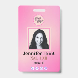 Roze op maat gemaakte foto stijlvol eenvoudig mini badge