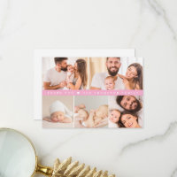 Roze op maat gemaakte fotocollage baby shower
