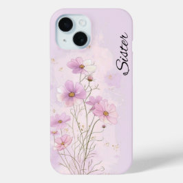 Roze op maat gemaakte geboortebloem botanische tel iPhone 15 case