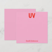 Roze op maat gemaakte monogram briefpapier kaart (Voorkant / Achterkant)