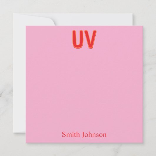 Roze op maat gemaakte monogram briefpapier kaart (Voorkant)