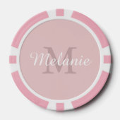 Roze op maat gemaakte monogramnaam en initiaal poker chips (Voorkant)