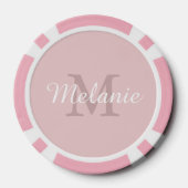 Roze op maat gemaakte monogramnaam en initiaal poker chips (Achterkant)