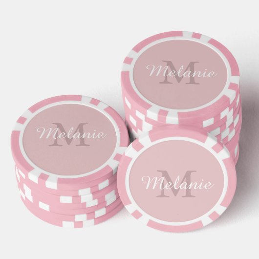 Roze op maat gemaakte monogramnaam en initiaal poker chips (Opstapeling)