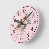 Roze, op maat gemaakte, mooie  ronde klok (Hoek)