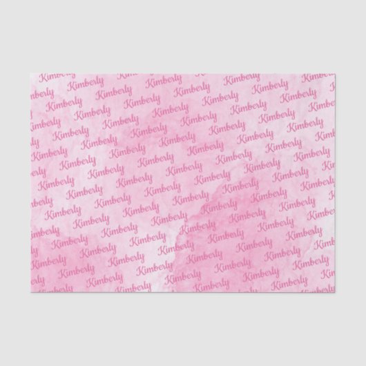 Roze op maat gemaakte naam Persoonlijk Tissuepapier (Voorkant)