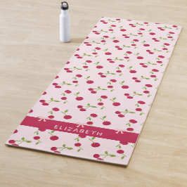 Roze op maat gemaakte schattige kersenprintpatroon yogamat