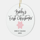 Roze, op maat gesneden babymeisje Eerste Kerstmis Keramisch Ornament (Links)