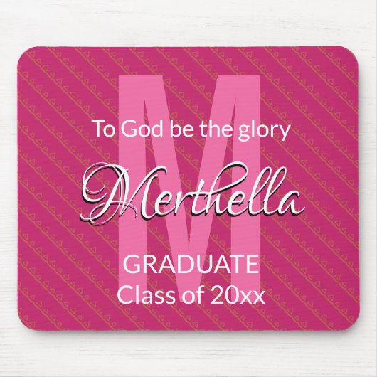 Roze, op maat gesneden monogram naam Afstuderen Muismat (Voorkant)