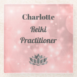 Roze, op maat gesneden Reiki Practitioner Glazen Onderzetter
