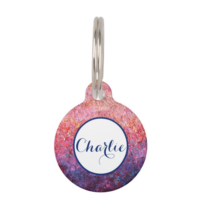 Roze, op maat gesneden verloren hond huisdierpenning (Voorkant)