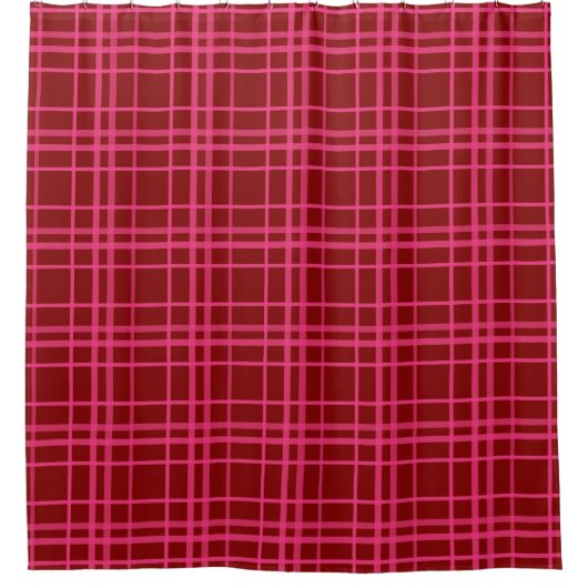 Roze op Maroon Red Tartan Plaid Pattern Design Douchegordijn (Voorkant)