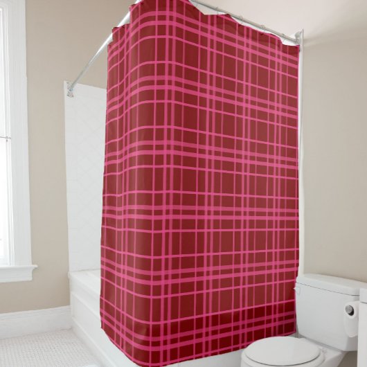 Roze op Maroon Red Tartan Plaid Pattern Design Douchegordijn