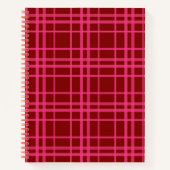 Roze op Maroon Red Tartan Plaid Pattern Design Notitieboek (Voorkant)