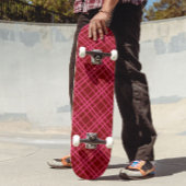 Roze op Maroon Red Tartan Plaid Pattern Design Persoonlijk Skateboard