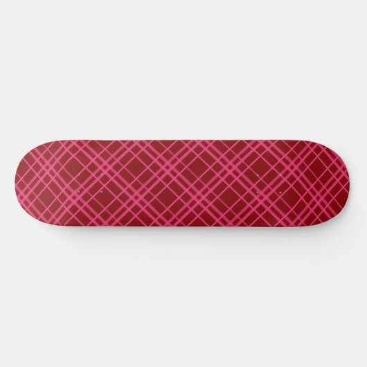 Roze op Maroon Red Tartan Plaid Pattern Design Persoonlijk Skateboard (Horizontaal)