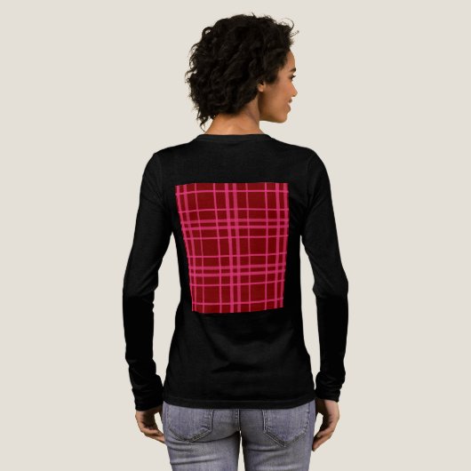 Roze op Maroon Red Tartan Plaid Pattern Design Tri-Blend Shirt (Achterkant)