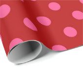 Roze op rode stippen Patroonontwerp Cadeaupapier (Rol Hoek)