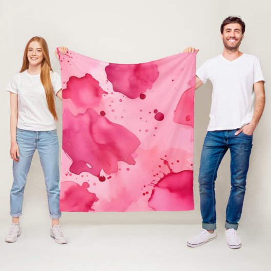 Roze op Roze Abstract Fleece Deken (In situ)
