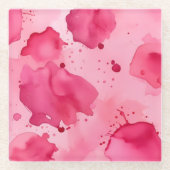 Roze op Roze Abstract  Glazen Onderzetter (Voorkant)