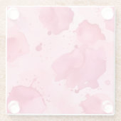 Roze op Roze Abstract  Glazen Onderzetter (Achterkant)