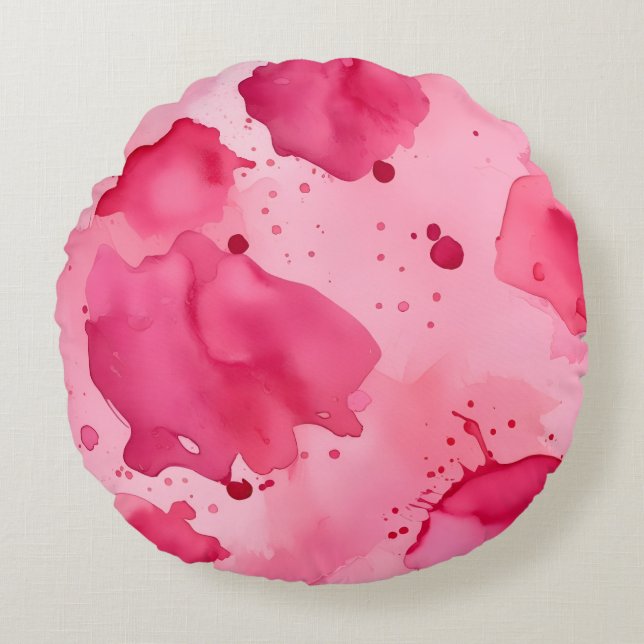 Roze op Roze Abstract  Rond Kussen (Voorkant)
