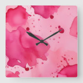 Roze op Roze Abstract Vierkante Klok (Voorkant)