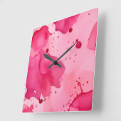 Roze op Roze Abstract Vierkante Klok (Hoek)