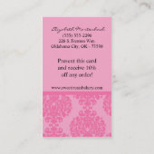 Roze op roze Damask Pattern Visitekaartje (Achterkant)