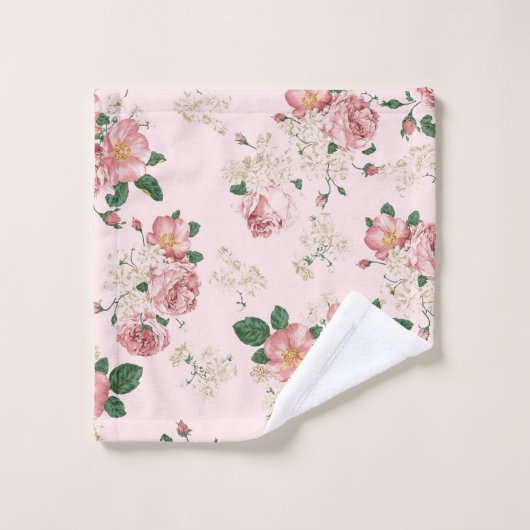 Roze op Roze  Floral Bad Handdoek (Wasdoekje)