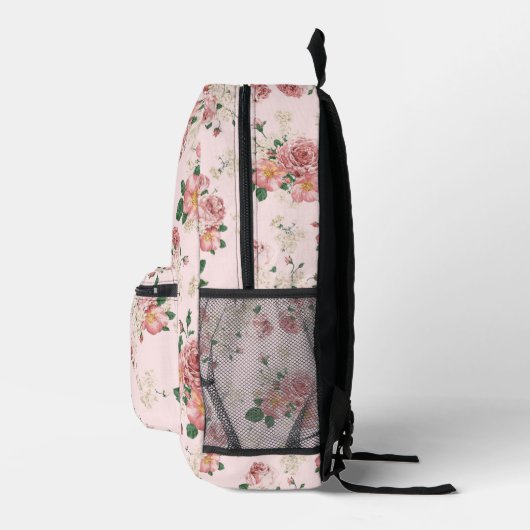 Roze op Roze  Floral Bedrukte Rugzak (Rechts)