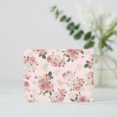 Roze op Roze  Floral Briefkaart (Staand voorkant)