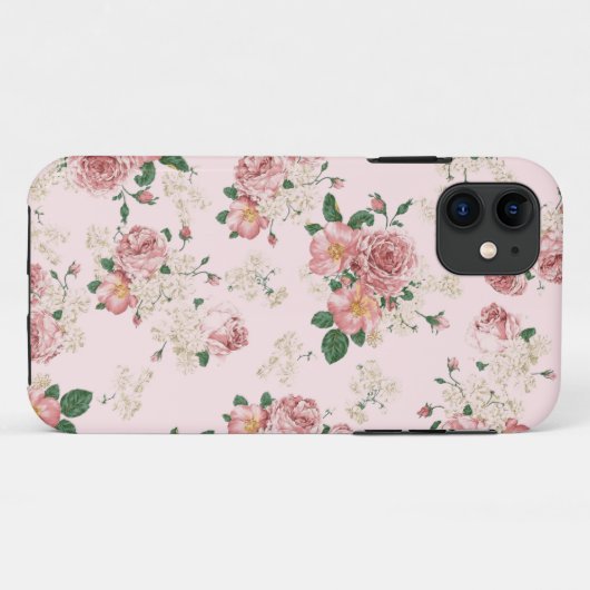 Roze op Roze  Floral Case-Mate iPhone Case (Achterkant (horizontaal))